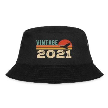Jahrgang 2021 Retro 2021 Geburtstagsgeschenk - Bucket Hat - Schwarz - Vorne - Lela (165cm)