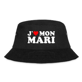 J'aime Mon Mari Cadeau Femme Mariée Coeur Rouge - Bob - noir - Devant - Lela (165cm)