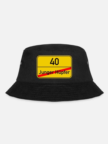 Ortsschild junger Hüpfer - 40 - Bucket Hat - Schwarz