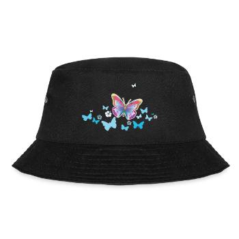 Schmetterlinge Falter Insekten Frühling Sommer - Bucket Hat - Schwarz - Vorne - Lela (165cm)