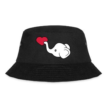 elefant kopf herz liebe schenken verliebt sitzend - Bucket Hat - Schwarz - Vorne - Lela (165cm)