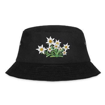 Das Edelweiss, Blume der Alpen, Blume der Schweiz - Bucket Hat - Schwarz - Vorne - Lela (165cm)