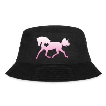 Pferd Herz Pferdeliebhaber Reiten Mädchen Geschenk - Bucket Hat - Schwarz - Vorne - Lela (165cm)