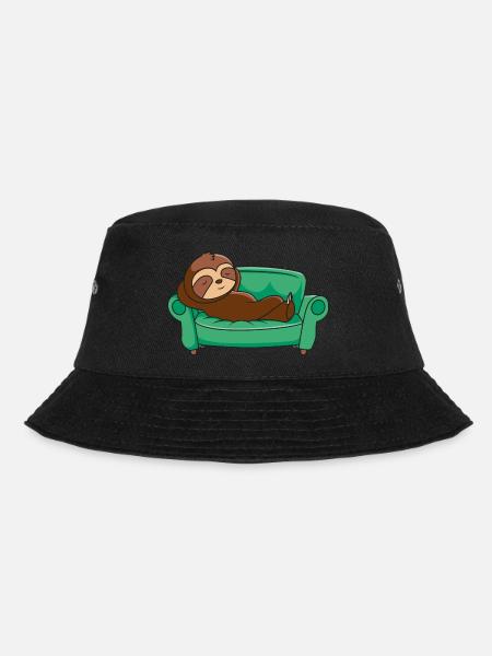 Faultier Couching - Bucket Hat - Schwarz