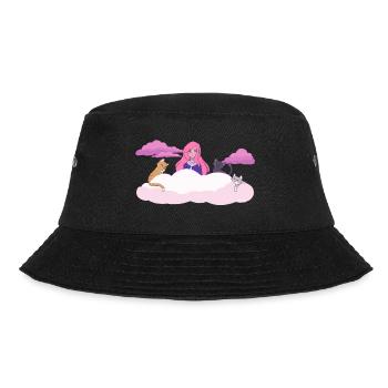 Lizzie in the clouds with cats - Bucket Hat - black - Front - Lela (165cm)