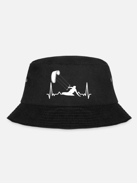Kitesurfer Herzschlag EKG Kiteboard Surfer Wassers - Bucket Hat - Schwarz