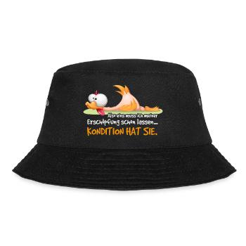 Erschöpte müde Ente / Huhn nach Sport am Boden - Bucket Hat - Schwarz - Vorne - Lela (165cm)