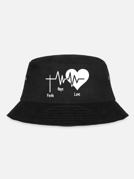 FAITH HOPE LOVE white transparent - Bucket Hat - Schwarz