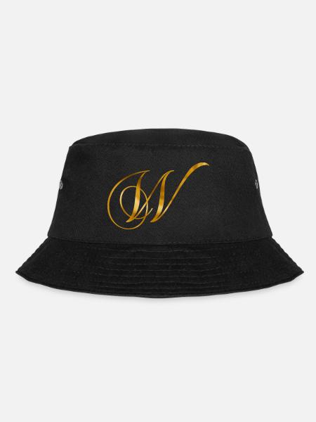 Golden letter W in vintage design - Bucket Hat - black