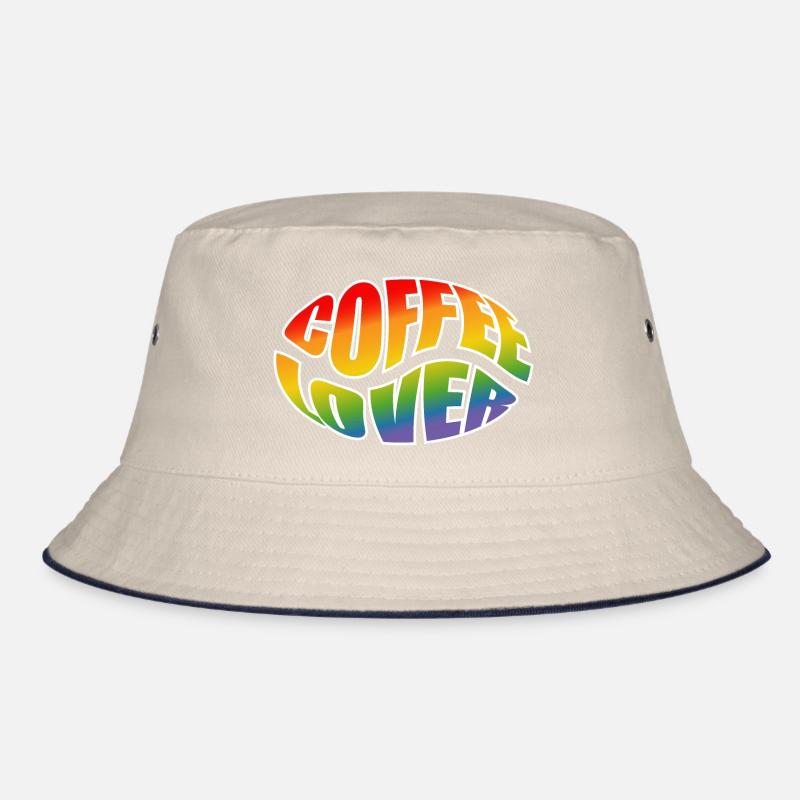 Coffee bean coffee lover rainbow black shirt Bucket Hat
