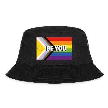 Inclusive Pride Fortschrittsflagge BE YOU - Bucket Hat - Schwarz - Vorne - Lela (165cm)