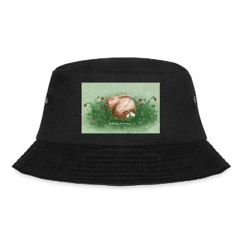 Hase und Erdbeeren - Bucket Hat - Schwarz - Vorne - Lela (165cm)