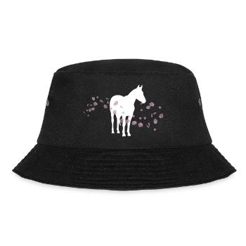 Kirschblütenpferd / Reiten - Bucket Hat - Schwarz - Vorne - Lela (165cm)