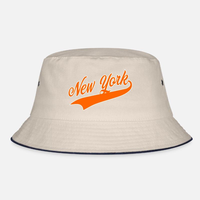 New York Orange White Bucket Hat