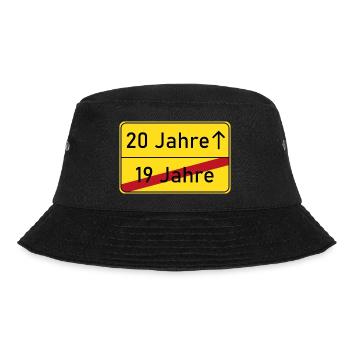 20. Geburtstag Ortsschild - Bucket Hat - Schwarz - Vorne - Lela (165cm)