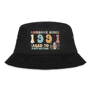 Awesome since 1991 - 32nd Birthday - 2023 Groovy - Bucket Hat - black - Front - Lela (165cm)