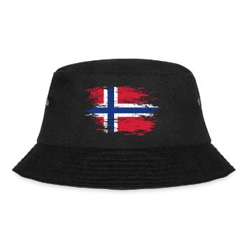 Norwegen Flagge used - Bucket Hat - Schwarz - Vorne - Lela (165cm)