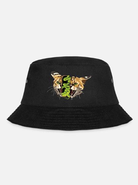 surreal wildcat head filled with snakes - Bucket Hat - black