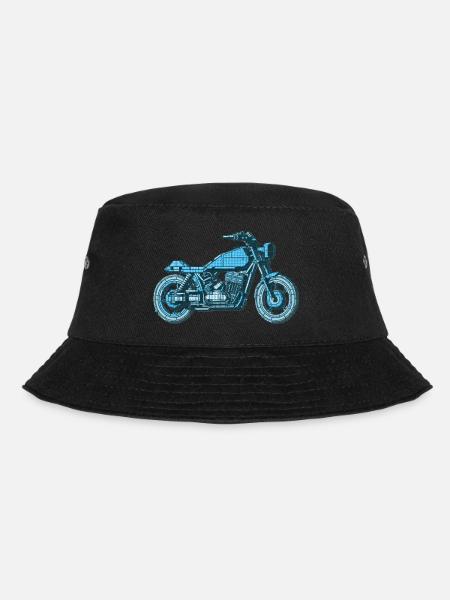 The motorcycle in 8 bit for geeks and gamers - Bucket Hat - black