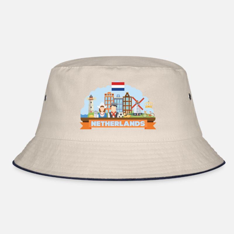 Niederlande Reise-Flat-Komposition Bucket Hat