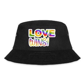 LOVE WINS PRIDE LGBTQ+ - Bucket Hat - Schwarz - Vorne - Lela (165cm)
