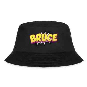 Bruce Benutzerdefinierter Name Comic-Stil Pop-Art, Bruce - Bucket Hat - Schwarz - Vorne - Lela (165cm)