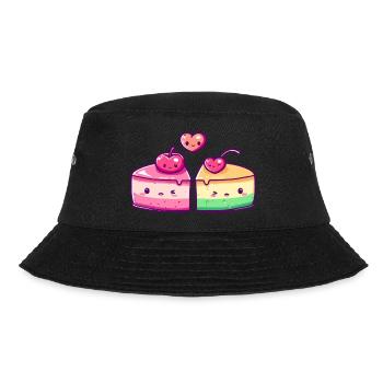 Cake Cake Couple Love Heart Valentine's Day - Bucket Hat - black - Front - Lela (165cm)