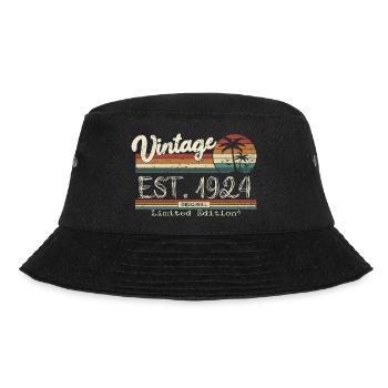 1924 Born Vintage Birthday Gift - Bucket Hat - black - Front - Lela (165cm)