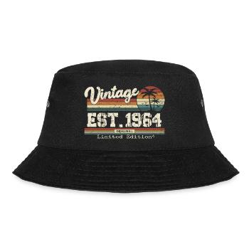 1964 Vintage Vintage Retro Geburtstagsgeschenk - Bucket Hat - Schwarz - Vorne - Lela (165cm)