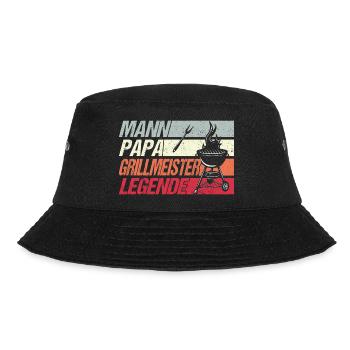 Grillmeister Papa - Bucket Hat - Schwarz - Vorne - Lela (165cm)