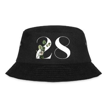 Number 28 Floral Green -28th Birthday Floral - Bucket Hat - black - Front - Lela (165cm)