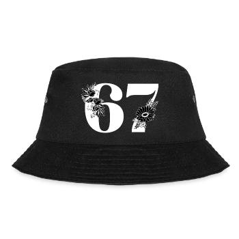 Nummer 67 Schwarze Blumen - 67. Blumengeburtstag - Bucket Hat - Schwarz - Vorne - Lela (165cm)