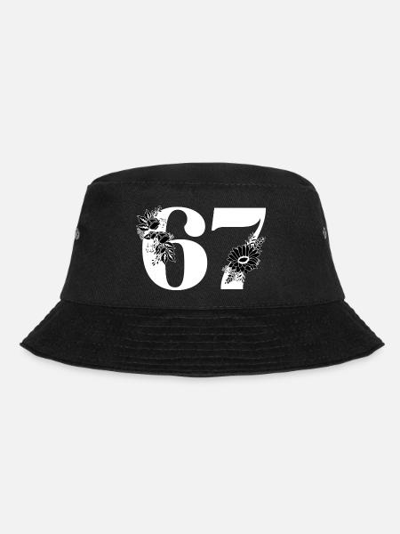 Nummer 67 Schwarze Blumen - 67. Blumengeburtstag - Bucket Hat - Schwarz