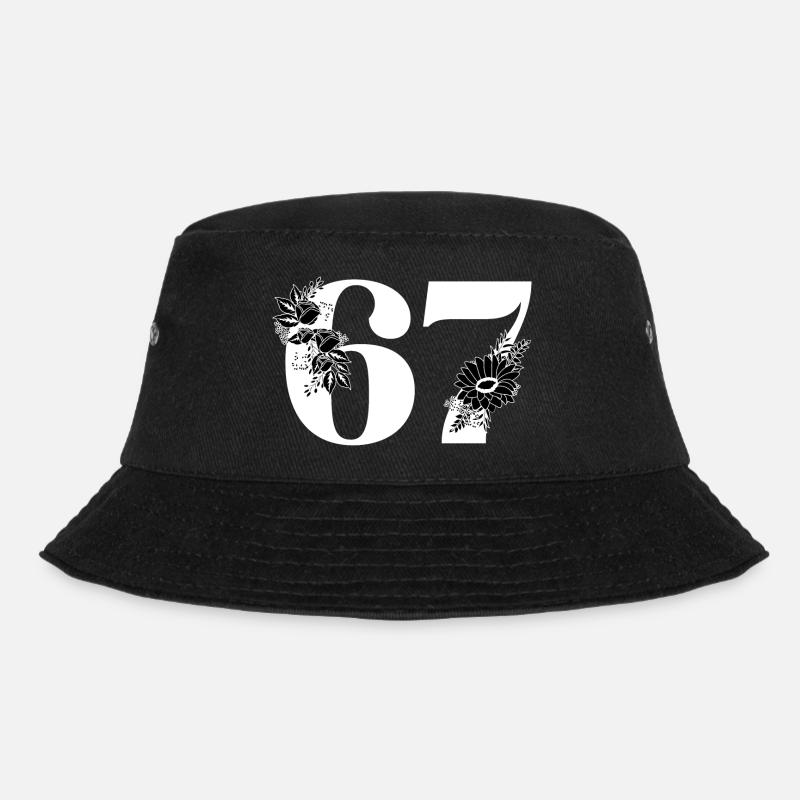 Nummer 67 Schwarze Blumen - 67. Blumengeburtstag - Bucket Hat - Schwarz