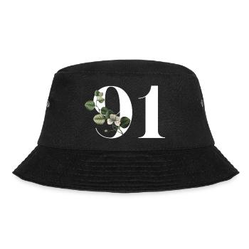 Nummer 91 Blumengrün - 91. Blumengeburtstag - Bucket Hat - Schwarz - Vorne - Lela (165cm)