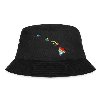LGBTQ Flagge in der Hawaii State Landkarte - Bucket Hat - Schwarz - Vorne - Lela (165cm)