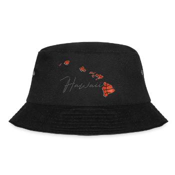 Echter Basketball in der Hawaii State Landkarte HI - Bucket Hat - Schwarz - Vorne - Lela (165cm)