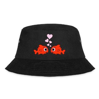 comic fische in love - Bucket Hat - Schwarz - Vorne - Lela (165cm)