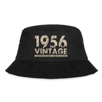 Jahrgang 1956 Bursdag - Unikat - Bucket Hat - Schwarz - Vorne - Lela (165cm)
