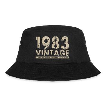 Jahrgang 1983 Bursdag - Unikat - Bucket Hat - Schwarz - Vorne - Lela (165cm)