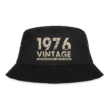Jahrgang 1976 Bursdag - Unikat - Bucket Hat - Schwarz - Vorne - Lela (165cm)