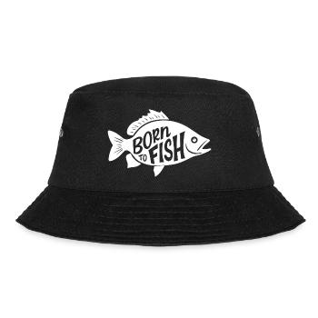 BORN TO FISH (HELLES TEXTDESIGN) - Bucket Hat - Schwarz - Vorne - Lela (165cm)