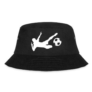 Minimalistische Silhouette Fußballspieler - Bucket Hat - Schwarz - Vorne - Lela (165cm)