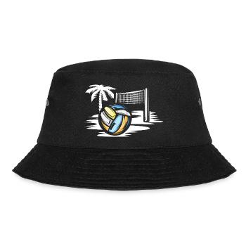 Volleyball am Strand - Beachvolleyball Symbol - Bucket Hat - Schwarz - Vorne - Lela (165cm)