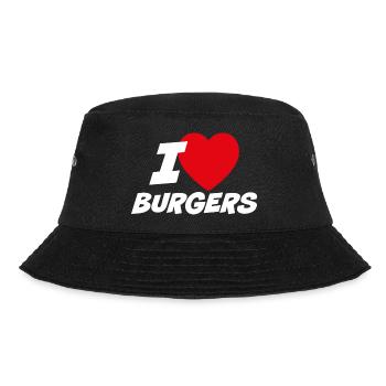 Ich liebe Burger - Bucket Hat - Schwarz - Vorne - Lela (165cm)