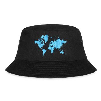 World Map Metallic Blue - Bucket Hat - black - Front - Lela (165cm)