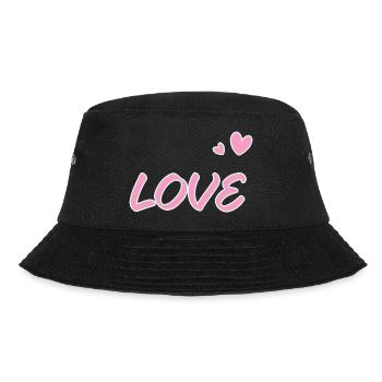 Pastellliebe und gezeichnete Herzen - Bucket Hat - Schwarz - Vorne - Lela (165cm)