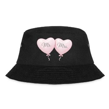 Mr Mrs Herzballon Paar Motiv - Bucket Hat - Schwarz - Vorne - Lela (165cm)
