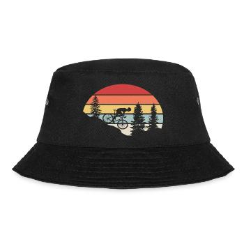 Mountainbike Fahrrad Natur Berg Retro - Bucket Hat - Schwarz - Vorne - Lela (165cm)