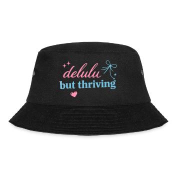 Delhu Thriving Script Logo - Bucket Hat - Schwarz - Vorne - Lela (165cm)